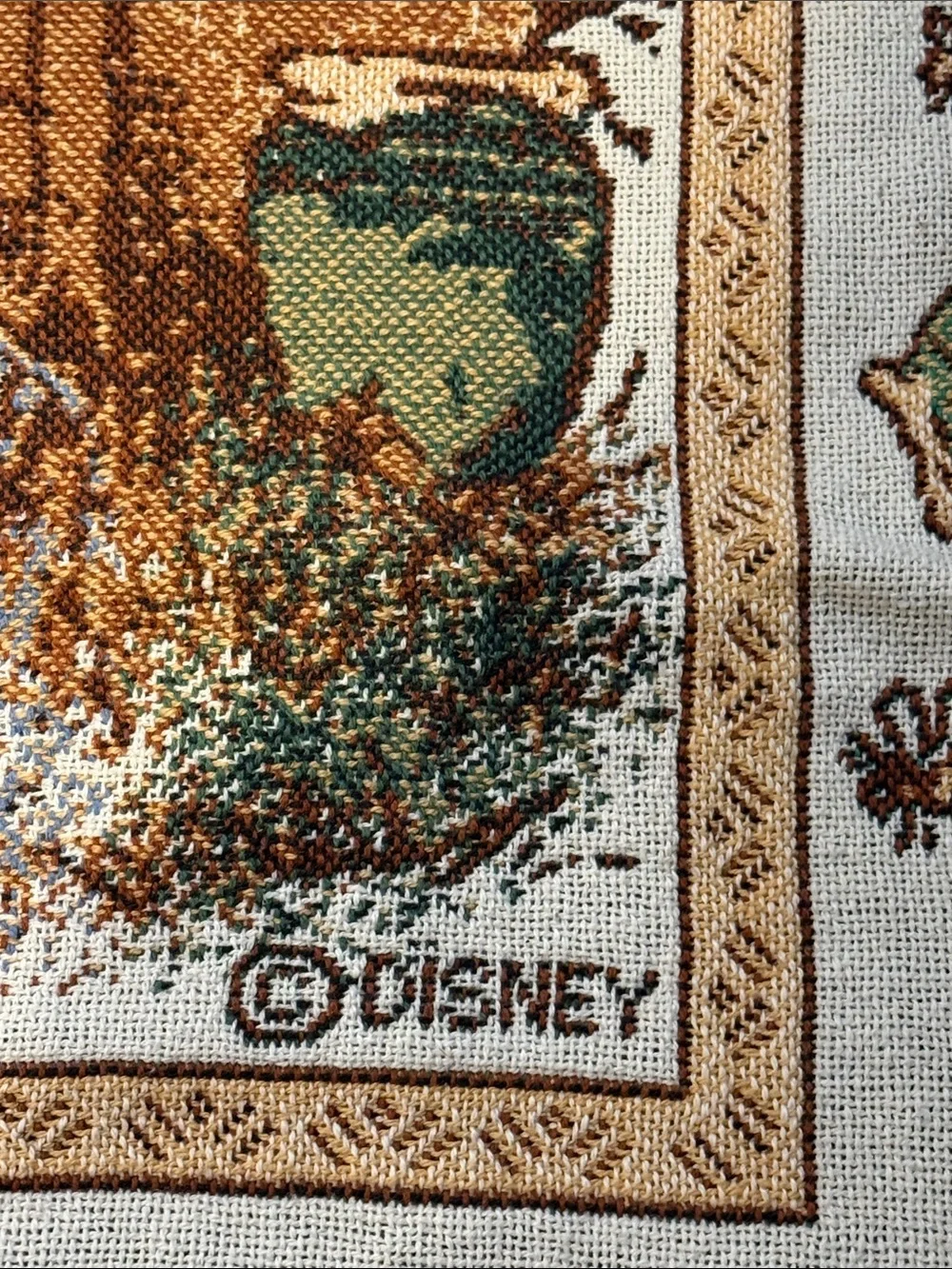 Disney Winnie the Pooh Beige, Brown, Green Tapestry Throw 3.25 x 4.25
